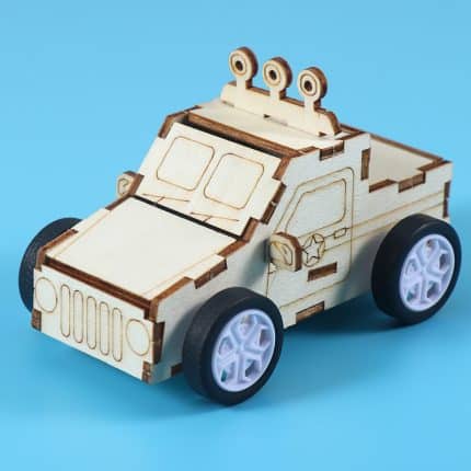 Spring tension wire pulling vehicle